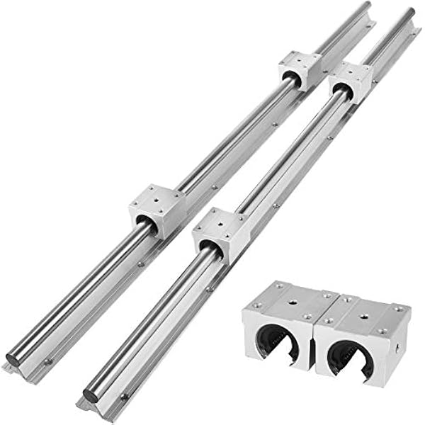 VEVOR Carriles de Deslizamiento Lineal y Bloques, 2 Piezas de Ejes SBR25 y 4 Bloques de Cojinete SBR25UU Juego de Guías de Rodamiento Lineal, 1200mm Guías Lineales para Maquinaria de Automatización