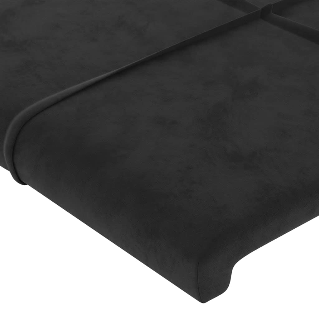 vidaXL Kopfteil, Bettkopfteil mit Holzbeinen, Höhenverstellbar Polsterkopfteil für Bett, Betthaupt Bettzubehör Schlafzimmer, Schwarz 80x5x78/88cm Samt