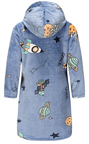 Image of Girls Fleece Robe Boys Hooded Bathrobe Soft Flannel Robe For Kids