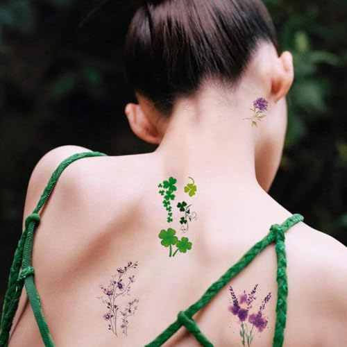 Image of MAYCREATE 30 Sheets Temporary Tattoo for Women Multi-colored Flower Tattoo Sticker Realistic Floral Fake Body Tattoos Wildflower Party Makeup Stickers for Women Girls