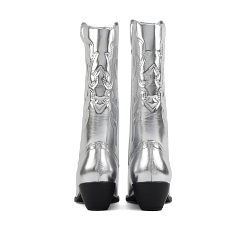 Image of Soda inchTELLER inch ~ Women's Western Cowboy Boots with Stitched Detailing, Pointed Toe, and Low Block Heel
