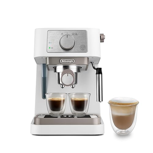 De'Longhi Manuelle Kaffeemaschine Stilosa EC260.W, 15 Bar Druck, Cappuccino-System, Abschaltautomatik, Kompatibel mit ESE-Pads, 2 Etagenbehälter, Fassungsvermögen 1L, Weiß – Bild 3