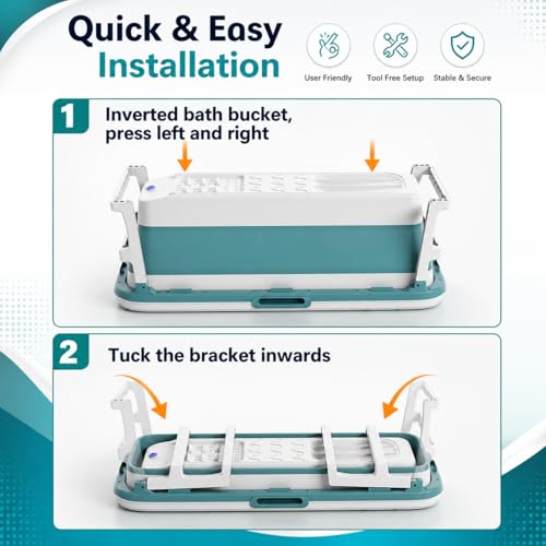 Image of Hukimoyo 6 Feet Bathtub for Adults (132x62x52 cm) Foldable with Temperature Meter & Bath Pillow Portable bath tub for Bathtroom Spa Tub Home Freestanding Hot & Ice Bath For Adults