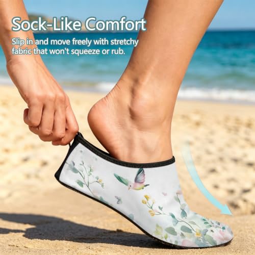 Zapatos acuáticos de playa unisex con estampado botánico de secado rápido 7
