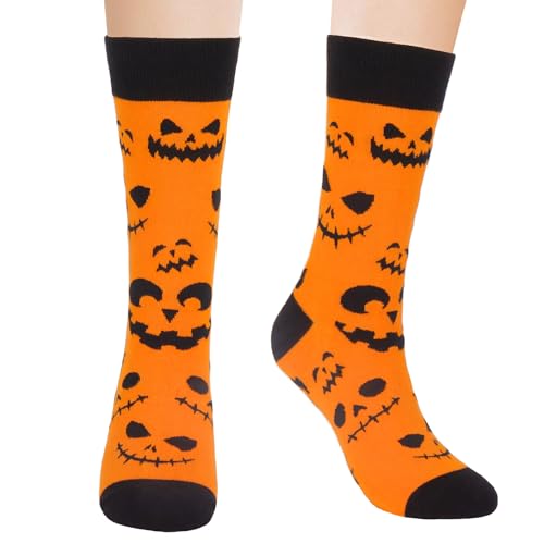 COZYMATE Spooky Pumpkin Crew Socks (Unisex)