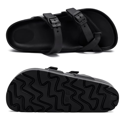 SOSOWHLTE Womens Platform Sandals Adjustable Buckle Summer Arch Support Cushion Slides Woman Lightweight Thick Soles Flat Shoes4