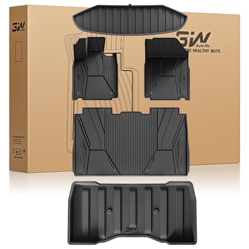 Image of 3W Floor Mats Set for Tesla Cybertruck 2023 2024 2025 2026, Frunk Liners | Rear Cargo Liners All Weather Protection Waterproof, Gear Locker Mats Custom TPE Cargo Trunk Accessories for Tesla, Black