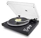 Tocadiscos vinilo de diseño moderno, con selector de 2 velocidades (33/45 rpm) y contrapeso, incluye adaptador de 45 rpm para reproducir cualquiera de tus discos de vinilo favoritos de tu colección