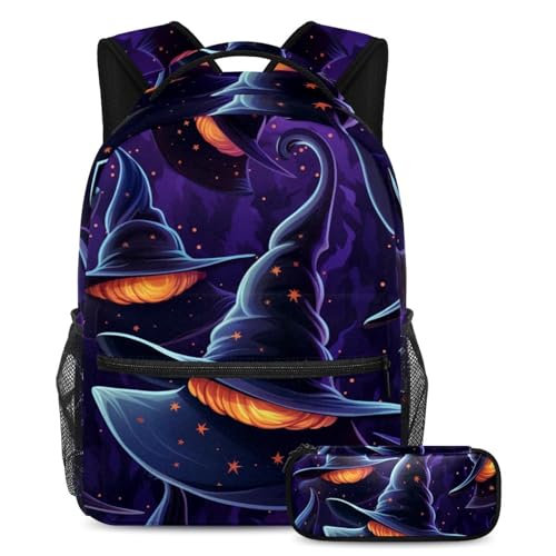 Sac d'école Halloween avec trousse pour briller de la récréation aux fêtes déguisées