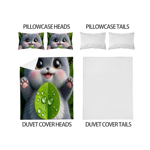 Housse de couette super king ours animaux microfibre 260x220cm lit garçon 3d - 4