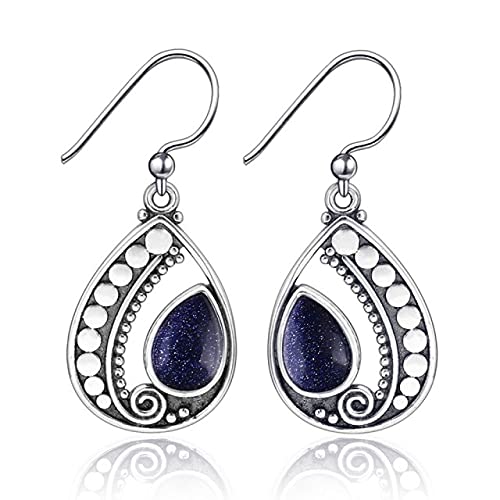 Boucles d'oreilles pierre de lune pendantes pour fête et soirée