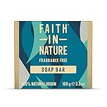 Faith In Nature Natural Fragrance Free Hand Soap Bar, Sensitive, Vegan and Cruelty Free, No SLS or Parabens, 100g