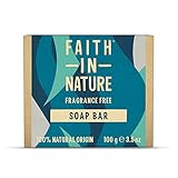 Faith In Nature Natural Fragrance Free Hand Soap Bar, Sensitive, Vegan and Cruelty Free, No SLS or Parabens, 100g