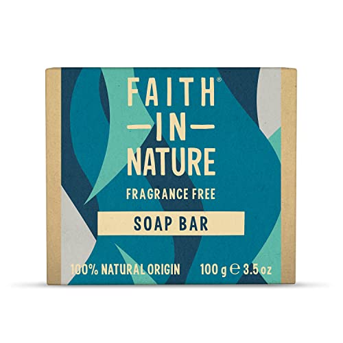 Faith In Nature Natural Fragrance Free Hand Soap Bar, Sensitive, Vegan and Cruelty Free, No SLS or Parabens, 100g