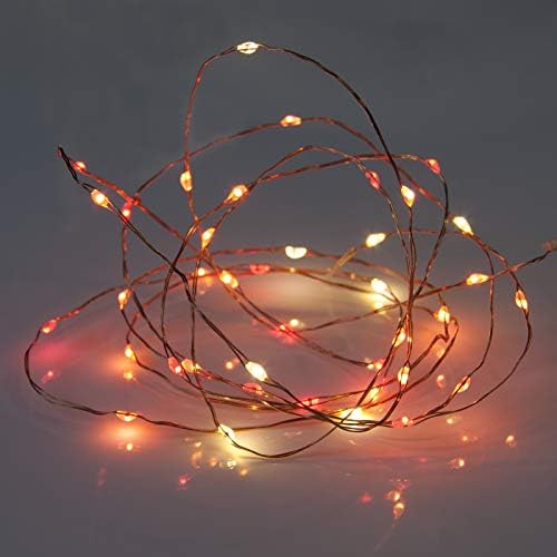 Qbis Battery Powered Christmas Lights with 6hr Timer Mode. 40 LED Battery Fairy Lights. Red, Orange and Yellow Copper Wire Lights. Battery Lights Indoor use (40 Sunset)