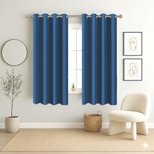 Homestan Blackout Window Curtains 5 Feet Long Set of 2, Room Darkening Blackout Curtains 5 Feet for Window with Grommet Design for Home Decor (5x4 Feet, Royal Blue)