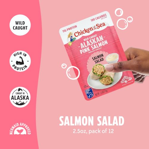 Image of Chicken of the Sea Salmon Salad Packet, Wild Caught, 2.5 oz, 12-Pack | Wild caught Alaskan pink salmon salad, no drain, 11g protein, skinless, boneless, ready to eat