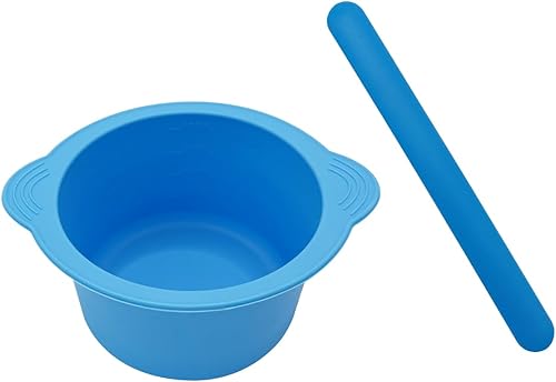 Cuenco de cera de silicona con espátula para depilación, revestimiento antiadherente de repuesto para calentador de cera (azul)