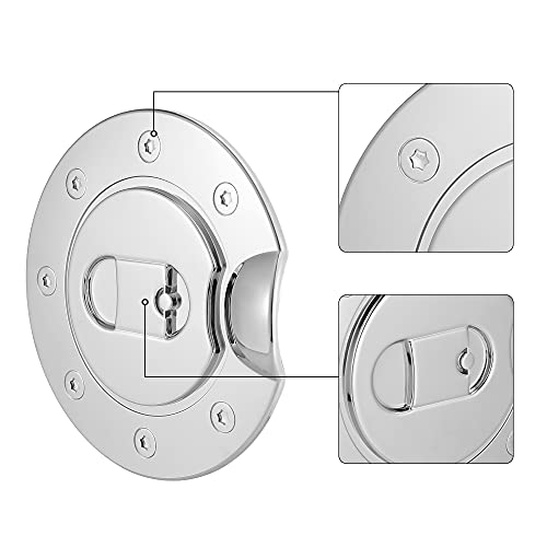 Acropix Stick-On Gas Door Fuel Tank Cap Filler Cover Decoration For Ford F150 - Pack Of 1 Silver Tone #TOP2