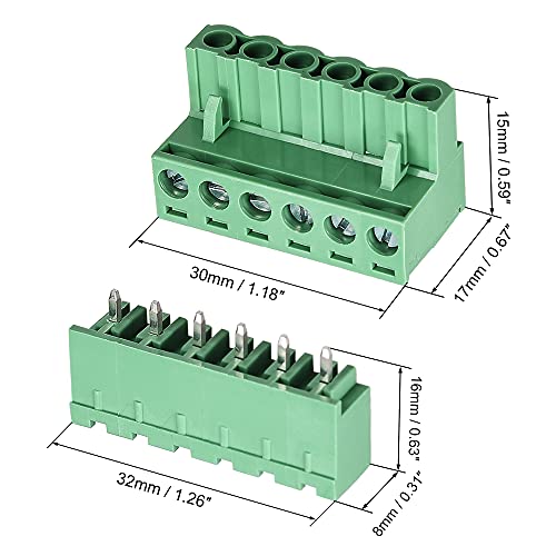 Cermant 20 Set 6 Pin 5.08Mm (0.2Inch) Pitch Male Female Pcb Screw Terminal Block Plug Connector Panel Mount Diy (5.08Mm-6P-10Set) #TOP2
