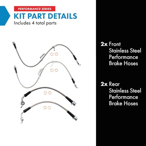 Image of TRQ Performance Front and Rear Brake Hose Set Compatible with 06-19 Toyota RAV4