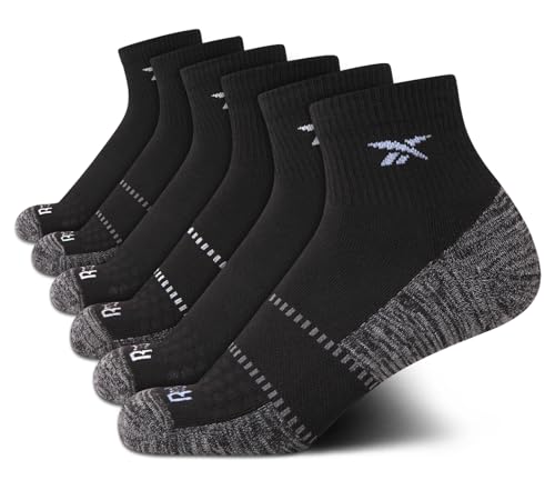 Image of Reebok Womens Quarter Socks 6 Pack Comfort Cushioned Athletic Socks | Moisture-wicking Fabric Keeps Feet Dry, Flexible Knit Hugs the Arch, Plush Footbed Absorbs Shock