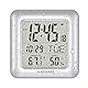 KADAMS Badezimmer-Digitaluhr mit großem LCD-Bildschirm – Duschwanduhr mit Timer – wasserdicht – Temperatur- und Feuchtigkeitsanzeige – Kalenderanzeige – 4 Montageoptionen (Silber)