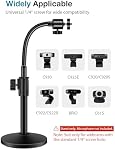 Support de webcam InnoGear pour bureau, support de caméra avec bras flexible pour webcam Logitech C922 C930e C920S C920 C615 C960 C920x BRIO 4K NexiGo N60, support de téléphone, lumière droite, GoPro avec filetage 1/4"
