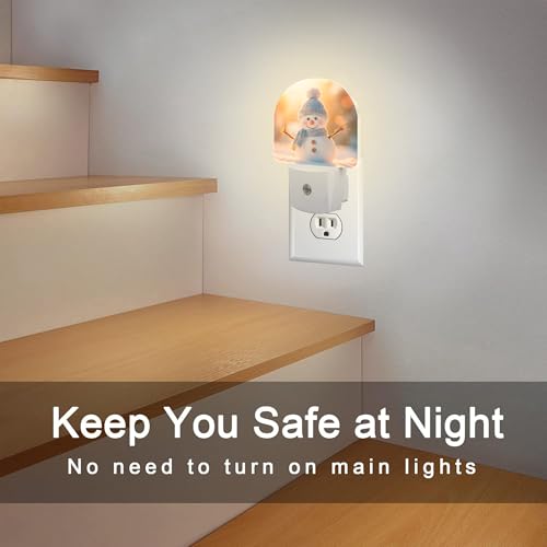 Image of Cute Winter Snowman Night Light, Christmas Snowman in The Sun Dusk to Dawn Night Light Plug in,0.5w Energy Saving Sleep Friendly Nightlights for Kids Boys Girls Home Decor