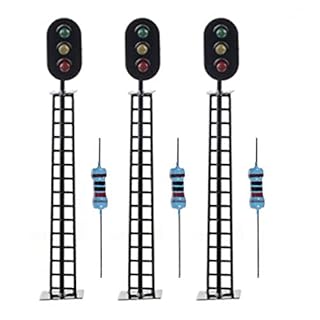 3Pcs 00 Model Railway 3 Aspect Light Signal 3/12 VOLT DC OO GAUGE Pre Wired For Building Sand Table Models