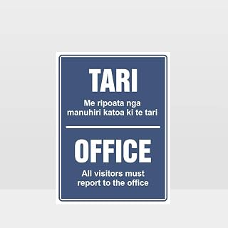 Te Reo Visitors Must Report To The Office Sign Metal Sign 12x8 Inch – Safety Notice for Work & Home