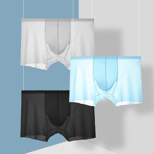 Men's Breathable Mesh Dual Pouch Smooth Underwear Tag-Free Boxer Briefs2