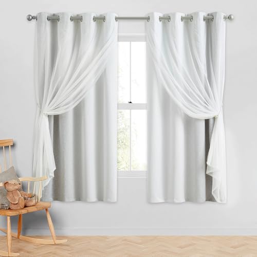 Geomoroccan Ombre 100% Blackout Curtains Bedroom Grey White 52x63 2 Panels