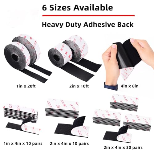 Image of Hook and Loop Tape (1inx4in), Heavy Duty Adhesion Strip, Slef Adhesive Interlocking Tape, Back Adhesive Mounting Strips, Reclosable Sticky Back Interlocking Nylon Picture Hanging Strips