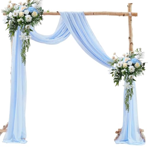 OMJMYY Mariage Voilage Drapé 160 x 600CM Blau Extérieur Mariage Arche Tenture Voilage Mariage Rideau en Tulle Rideaux en Mousseline de Soie pour Photographie Fête Cérémonie Toile de Fond Décoration
