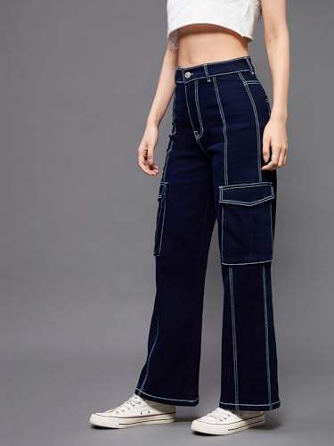 Image of Miss Chase Women's Wide Leg High Rise Stretchable Denim Jeans