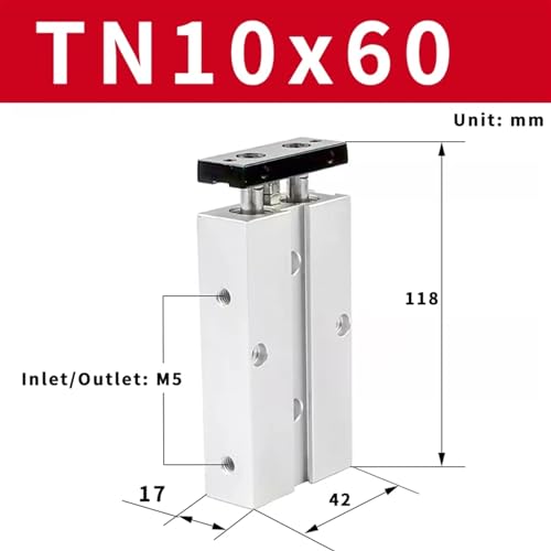 Cilindro neumático compacto TN10x60 de doble efecto y 10mm de diámetro 3