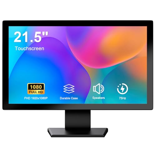 Image of Touch Screen Monitor 21.5 Inch FHD 1920x1080P Industrial PC Display, HDMI VGA Touchscreen Computer Monitor for Laptop PS4 Xbox, 75Hz Desktop Touch Display, Black