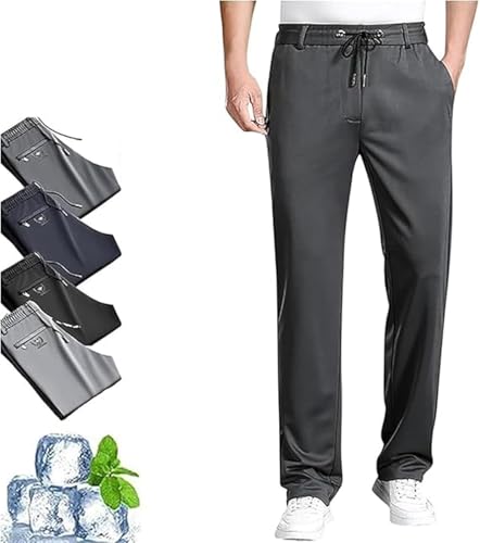 Ice Silk Mesh Panel Casual Pants, Mesh Irons Cooling Pants for Men Over 55, Quick Drying Breathable with Pockets