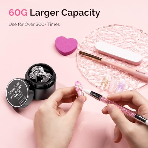 Image of MelodySusie Solid Builder Nail Gel 3D Gel Nail Art 4 in 1 Non-Sticky for Extension UV Glue for Acrylic Nails Clear 60ML