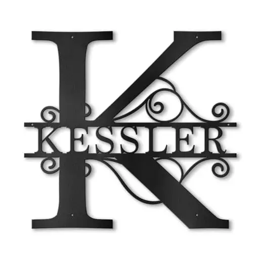 Custom Metal Name Sign | Metal Wall Art | Split Letter Monogram Decor | Family Name Sign | Personalized Wedding Gift | Outdoor Decor