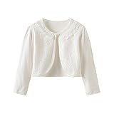 CHENXIN Girls Shrug Knit Long Sleeve Lace Bolero Cardigan Shrug (Ivory 1, 2-3T)
