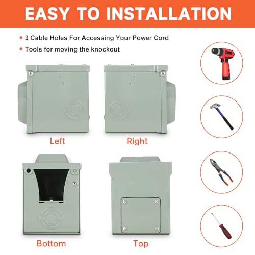 WELLUCK RV Power Outlet Box | 50A 125/250V, NEMA 14-50R Receptacle | Enclosed & Lockable | Weatherproof Plug for Travel Trailer, RV Camper, Generator Temporary Hookup
