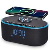Odokee Qi Certified Wireless Charging Alarm Clock Radio for Bedroom