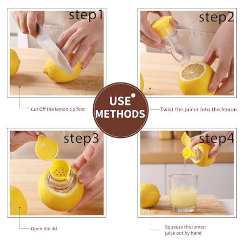 Lemon Squeezer Screw Top 2-Pack, Manual Citrus Juicer with Lid & Filter – BPA-Free Lime Juicer for Lemon/Orange, Easy to Use & Clean, Portable Juice Extractor for Cocktails, Drinks, Cooking & BBQ - Thumbnail 3