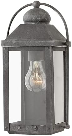 Hinkley Anchorage Small Wall Mount Outdoor Lantern, Aluminum, Clear Glass, Arched Carriage Handle, LED Included, Aged Zinc Finish