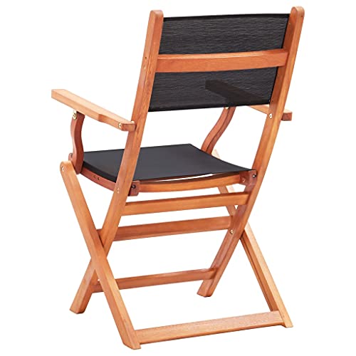 Yuhi-Hqyd Folding Patio Chairs 4 Pcs,Outdoor Dining Chairs,Porch Furniture,Farmhouse Chairs,With Armrests,Assembly Required,Used For Deck, Camping, Fishing, Solid Eucalyptus Wood&Textilene #TOP4