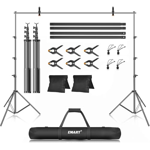 Emart 10 x 12ft (H X W) Photo Backdrop Stand Kit, Adjustable Photography Video Studio Background Stand Support System for Photo Booth Muslin