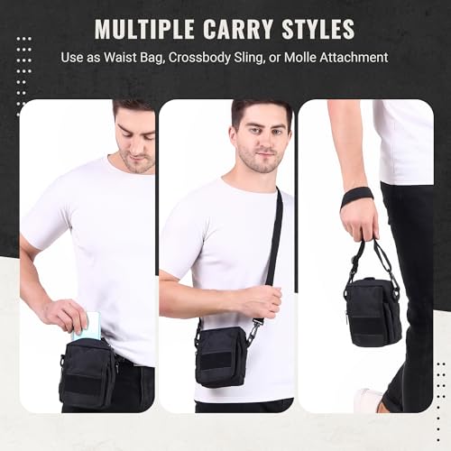 Image of CARRY TRIP Tactical Outdoor Waist Bag - Multifunctional Molle Pouch, Waterproof, Durable Travel, Hiking, Camping, Trekking & Daily Use Bag with D-Ring & Velcro Patch - Black