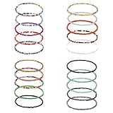 Hopzab 20Pcs Boho Beaded Pearl Bracelets, Handmade Colorful Beads Anklets, Elastic Thread Foot Jewelry for Women & Girls, Summer Beach Bohemian Friendship Bracelets for Ladies